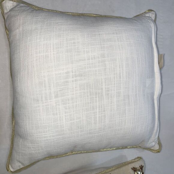 Real lambs wool diamante encrusted accent pillows cream gold 14 x 12 inches - Picture 6 of 10